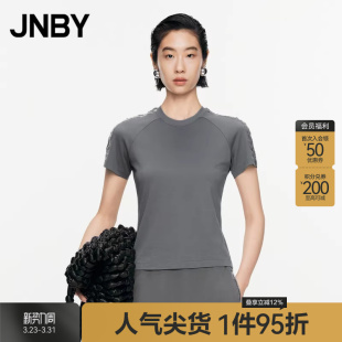 休闲5O8111450 圆领微弹拼接短袖 JNBY 江南布衣春秋T恤女棉质修身