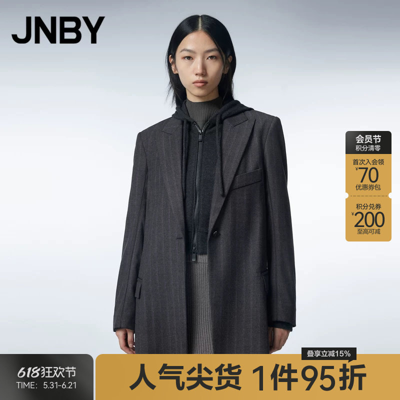 JNBY/江南布衣秋冬毛呢西服含羊绒修身长款OL风通勤西装外套女