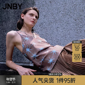 JNBY 江南布衣折扣春夏吊带背心蚕丝V领星星印花休闲简约女
