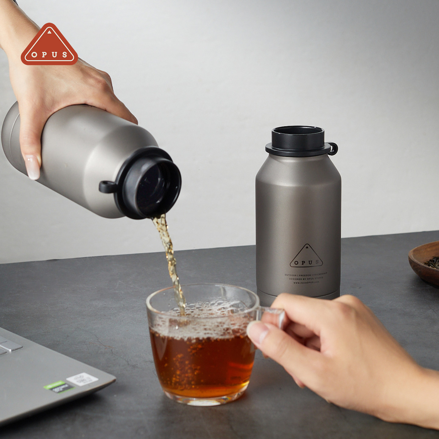 OPUS内外纯钛泡茶保温杯男士轻奢高档便携随行水杯带茶滤商务办公