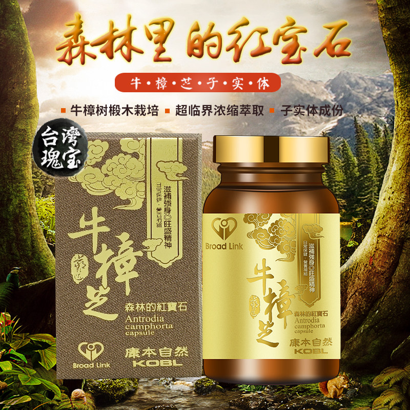 康本自然台湾牛樟芝精华胶囊子实体野生椴木浓缩60粒牛樟菇高三萜