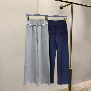 系带收腹宽腰头直筒裤 欧货高腰阔腿卫裤 女2024年秋松弛感休闲长裤