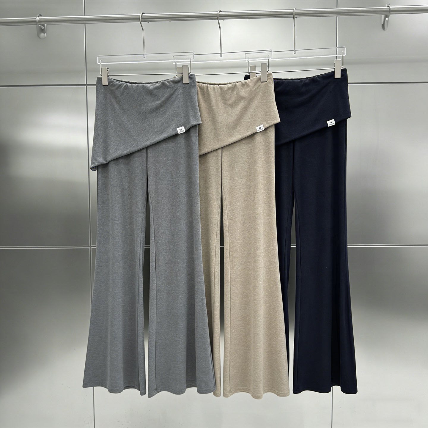 慵懒风假两件屁帘微喇裤女春夏弹力垂感显瘦瑜伽运动裤休闲直筒裤