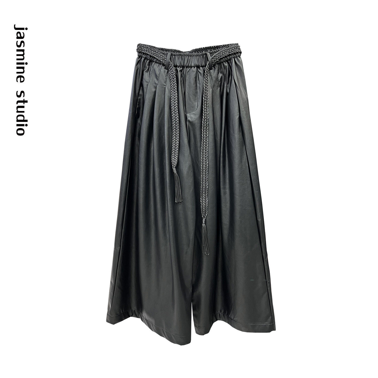 PU皮阔腿裤女秋冬高腰慵懒宽松高级感编织腰带小个子直筒九分皮裤,女装/女士精品,休闲裤,淘宝优惠券,粉丝福利购,淘宝优惠卷