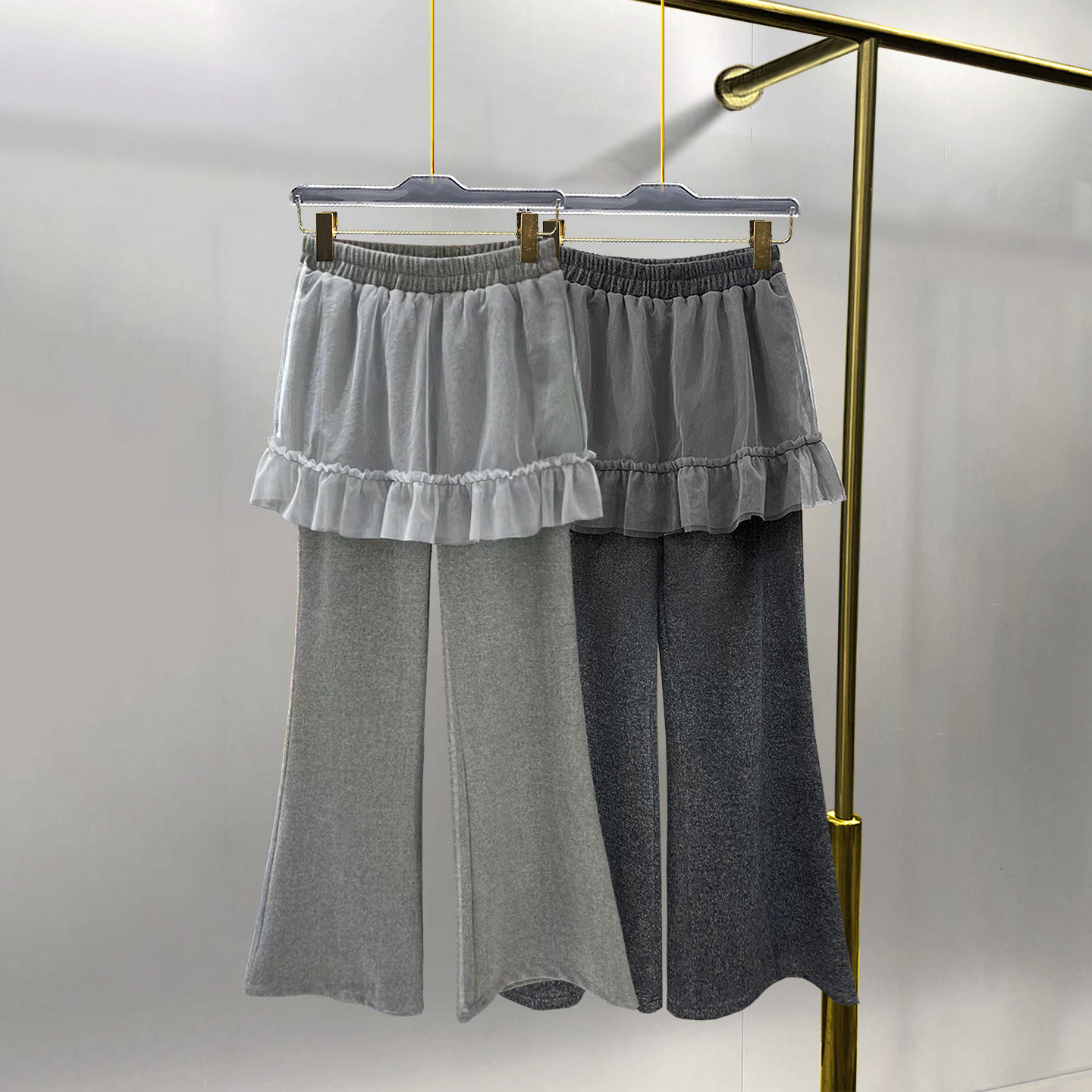 纱裙蕾丝屁帘裤子女冬季叠穿假两件直筒裤加绒加厚糯米绒微喇长裤,女装/女士精品,休闲裤,淘宝优惠券,粉丝福利购,淘宝优惠卷