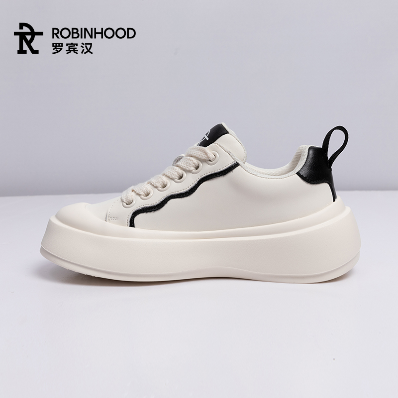 罗宾汉真皮金属小扣女款小白鞋