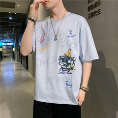 Short sleeve t-shirt men's new summer top loose half sleeve fashion brand bottom coat
