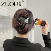 盘发鸭嘴夹8字发夹子女后脑勺网红新款 黑色发卡子神器高级感抓夹