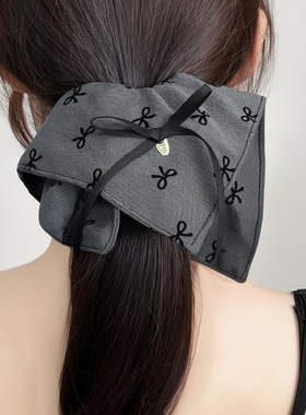 方形发圈大肠灰色格雷系丝带蝴蝶结马尾四角方巾风车头绳头花皮筋