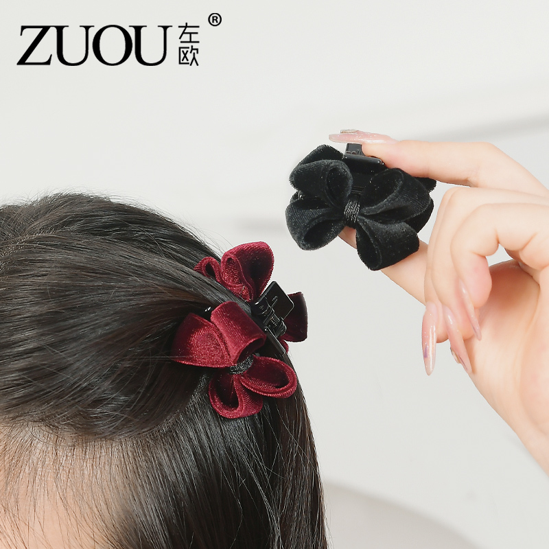 丝绒蝴蝶结发夹刘海夹