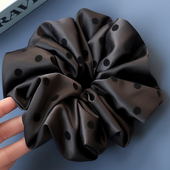 黑色波点大肠发圈缎面韩系超大18cm发量多扎头发超好看肥肠头绳女