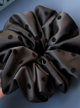 黑色波点大肠发圈缎面韩系超大18cm发量多扎头发超好看肥肠头绳女