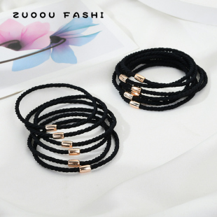 适合发量少 头绳基础简单扎发圈手链两用高弹力不留痕黑色皮筋女