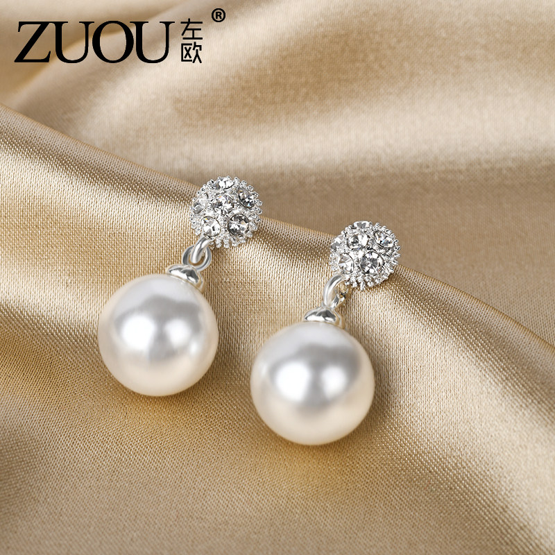 女简约螺旋仿珍珠耳坠耳环