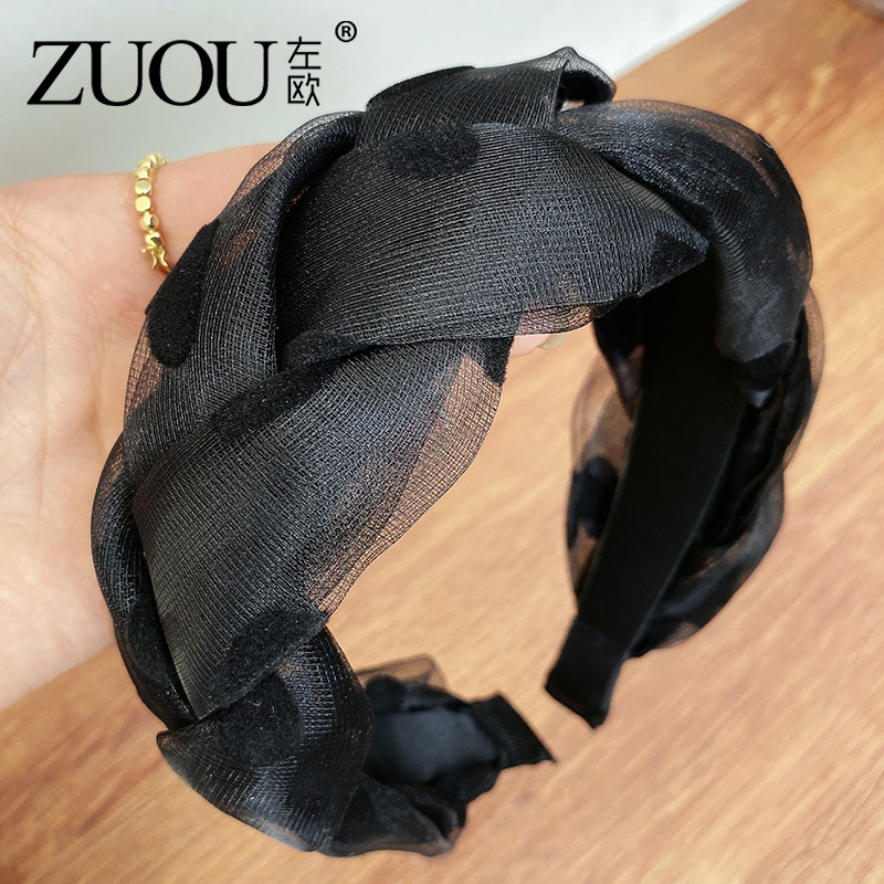 左欧发箍欧根纱显脸小显高颅顶