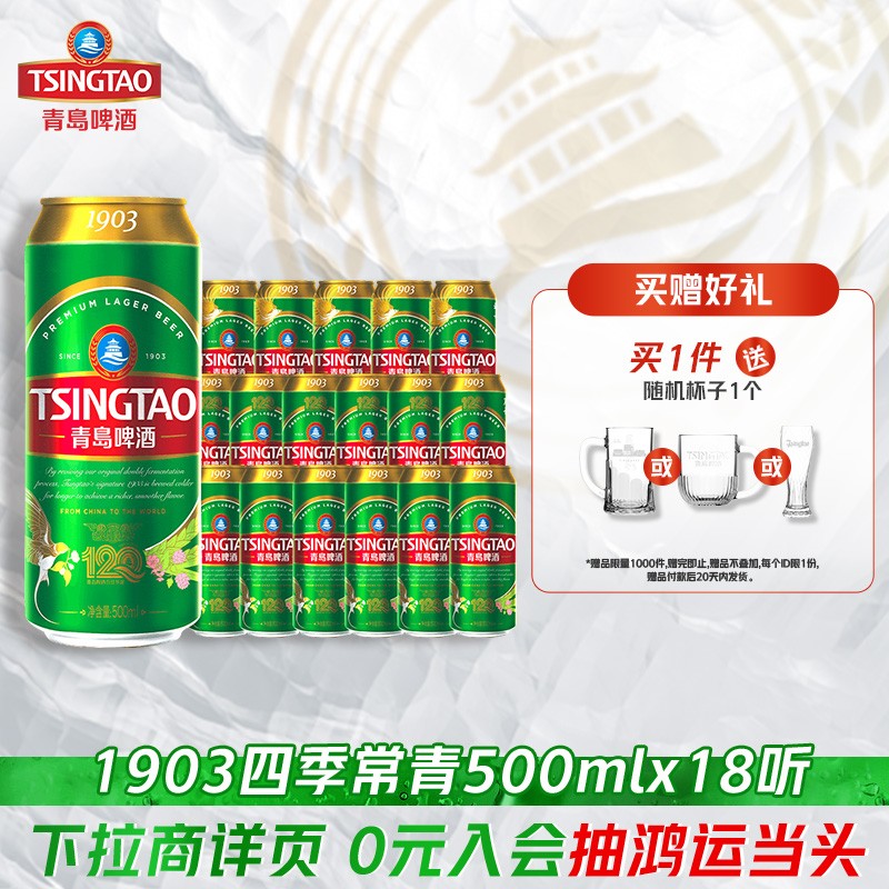 青岛啤酒1903系列四季常青500ml*18听