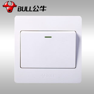 公牛一开双控开关单联带荧光86型