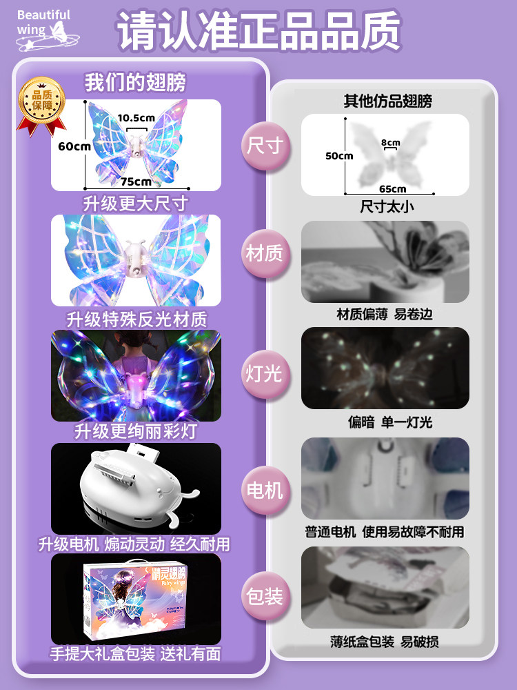 엘프 날개 전기 나비 개 날개 다시 장식 천사 요정 소녀의 빛나는 장난감 어린이 소품