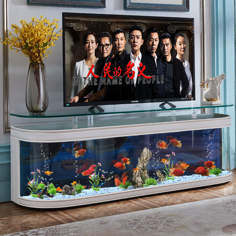 碧波 欧式电视柜生态鱼缸水族箱 落地玻璃吧台客厅茶几鱼缸3米2米