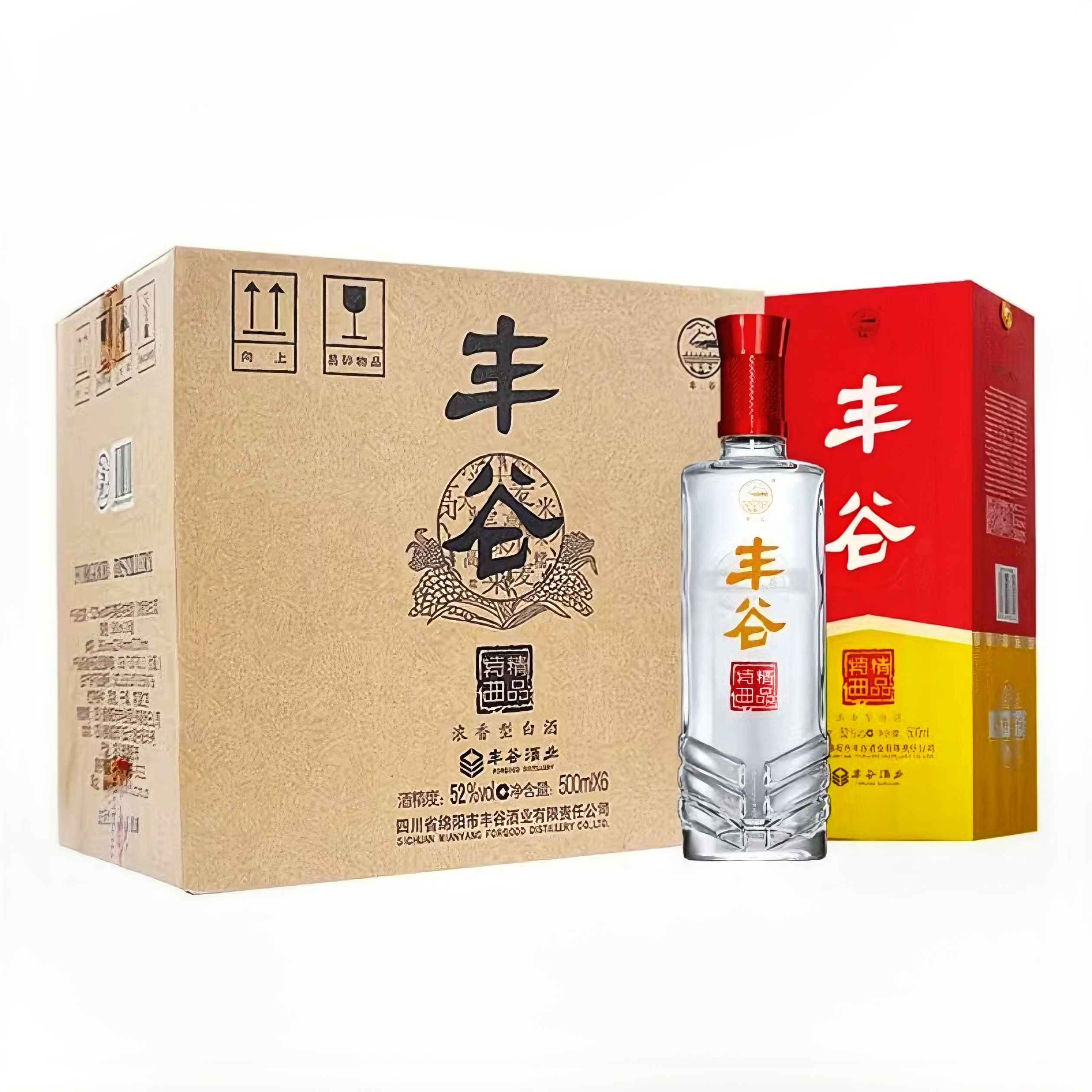丰谷酒精品特曲浓香型白酒52度500ml*6瓶整箱纯粮食礼盒装四川酒