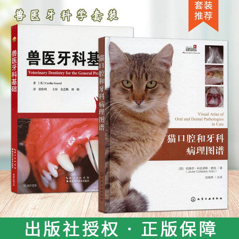 【全2册】猫口腔和牙科病理图谱+兽医牙科基础 猫牙科病理图谱治疗手册 犬猫组织学牙齿结构 犬猫齿系图谱 小动物牙周探查图例