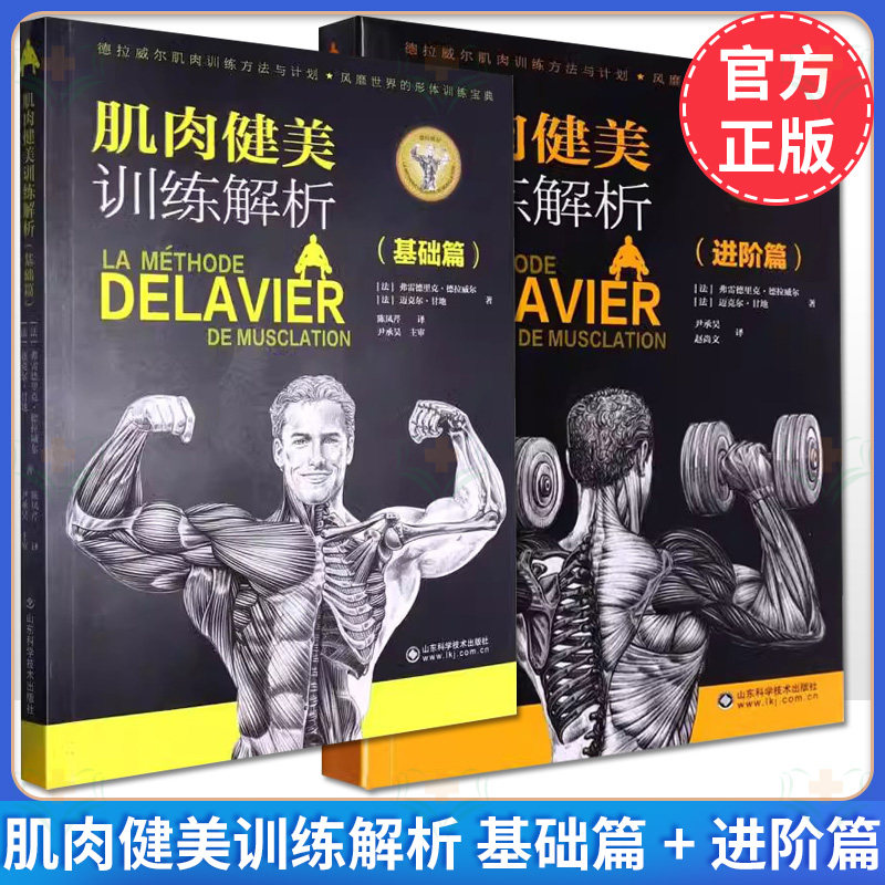 全2册 肌肉健美训练解析 基础篇+进阶篇 常用健身动作锻炼手臂肩膀背部肌大腿前侧肌肉大腿内