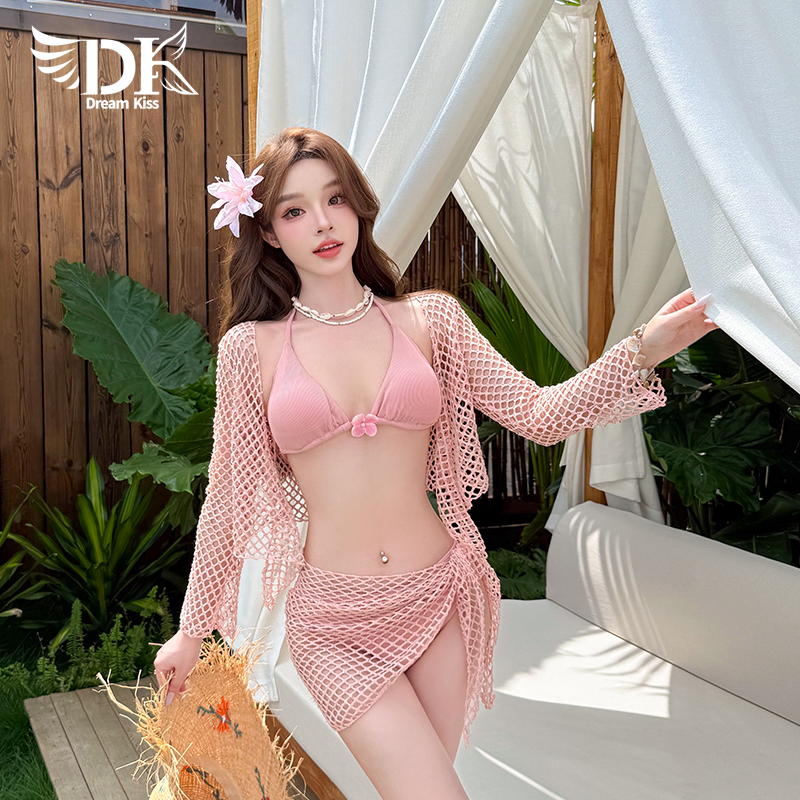 DK游泳衣女2025新款分体绝美泳衣海边度假三件套性感纯欲女士泳装
