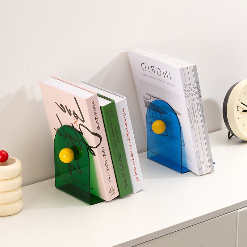 进口多巴胺球球亚克力L型书立办公室书房学生桌面书立书挡北欧风