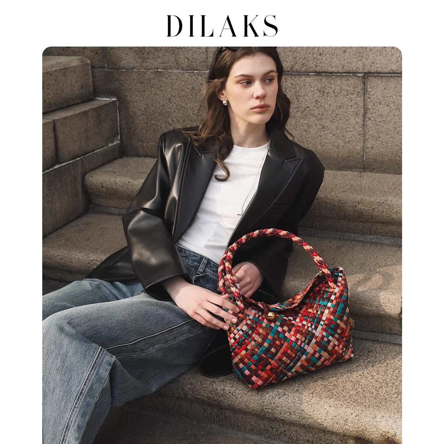 【新年礼物】DILAKS菜篮子包轻奢羊皮编织hobo包女士手提包斜挎包,箱包皮具/热销女包/男包,通用款女包,淘宝优惠券,粉丝福利购,淘宝优惠卷