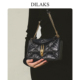 DILAKS迪莱克丝真皮菱格小香风褶皱纹理手提包单肩斜挎包