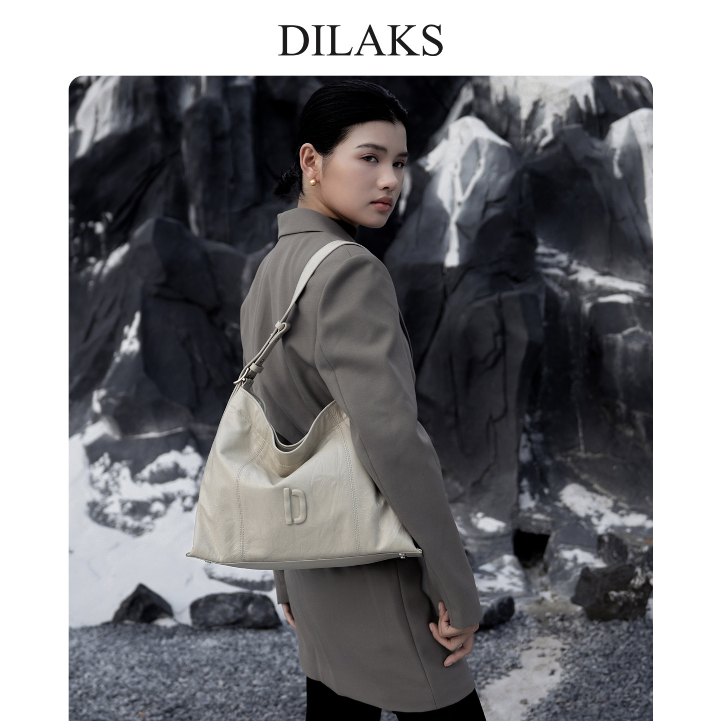 DILAKS迪莱克丝官方正品托特包真皮HOBO包女轻奢百搭通勤单肩斜挎