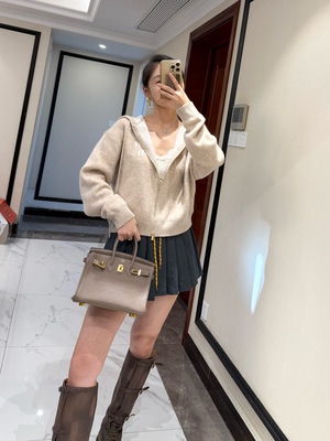 12.19更经典字母印花双拉链羊毛羊绒连帽针织开衫vip链接无退换