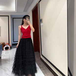 2.21更大小姐的罗纹花边针织V领修身吊带两色 VIP 链接 无退换