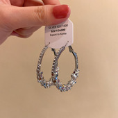 气质韩妹 银色闪钻大圈圈耳环女轻奢高级感大气耳圈个性 耳钉耳饰