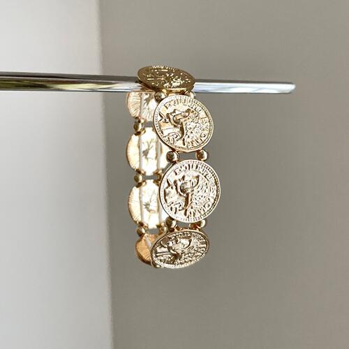 古早胶片 古着vintage金色浮雕人像手镯女重工设计感秋冬手链配饰