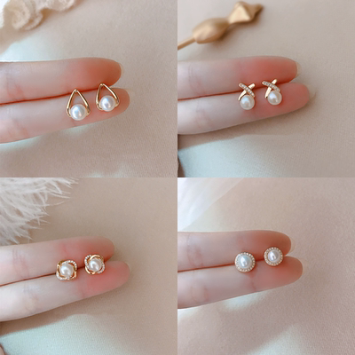 高档珍珠耳钉2025年新款迷你小耳环女复古气质耳环精致简约耳饰品