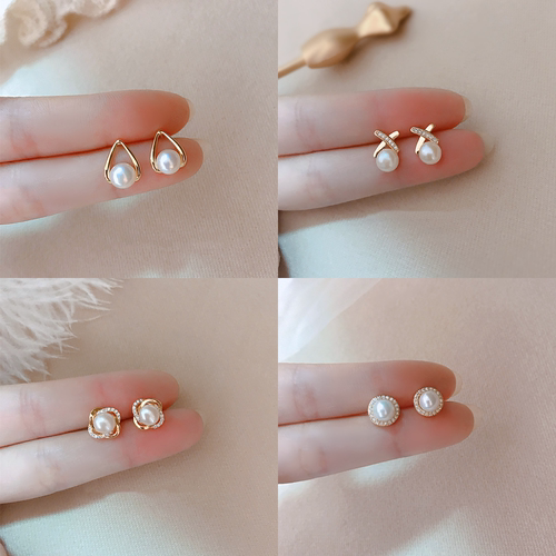 高档珍珠耳钉2025年新款迷你小耳环女复古气质耳环精致简约耳饰品
