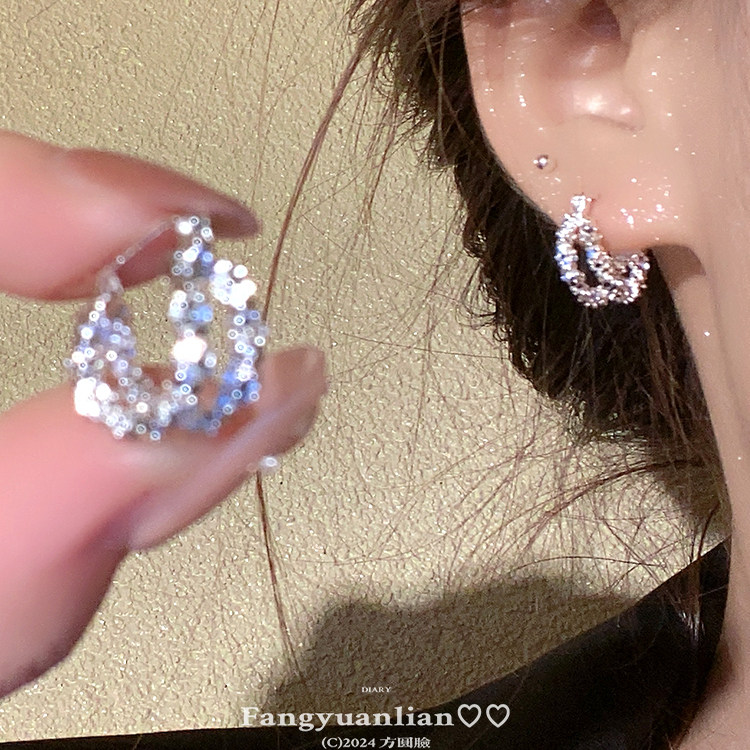 波光粼粼_碎银子耳环女轻奢小众高级感耳钉气质耳圈耳扣圆圈耳饰