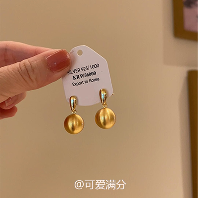 小众独特金属拉丝圆球耳环2025新款爆款秋冬复古气质耳钉女高级感
