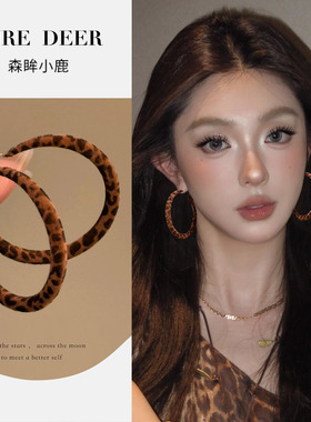 复古港风vintage豹纹圈圈耳饰女高级感夸张耳环独特绝美2025耳钉