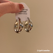 金属感交叉双环几何耳环2025新款 爆款 小众独特耳圈耳扣轻奢高级感