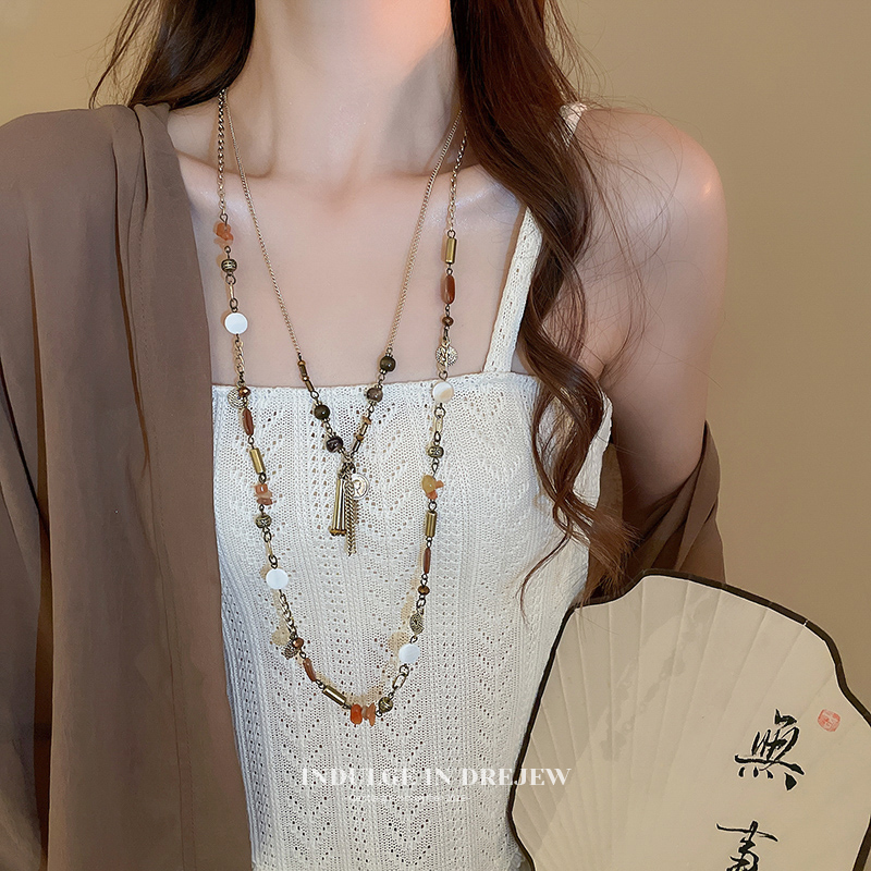 新中式毛衣链项链女款2025新款爆款锁骨链小众设计感复古国风配饰