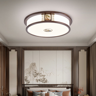 新中式客厅吸顶灯全铜实木大厅主灯全屋灯具餐厅风扇灯主卧室灯