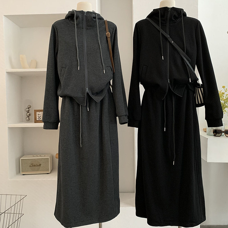 2025双头拉链连帽长袖卫衣+半身裙两件套秋季宽松韩系休闲,女装/女士精品,时尚套装,淘宝优惠券,粉丝福利购,淘宝优惠卷