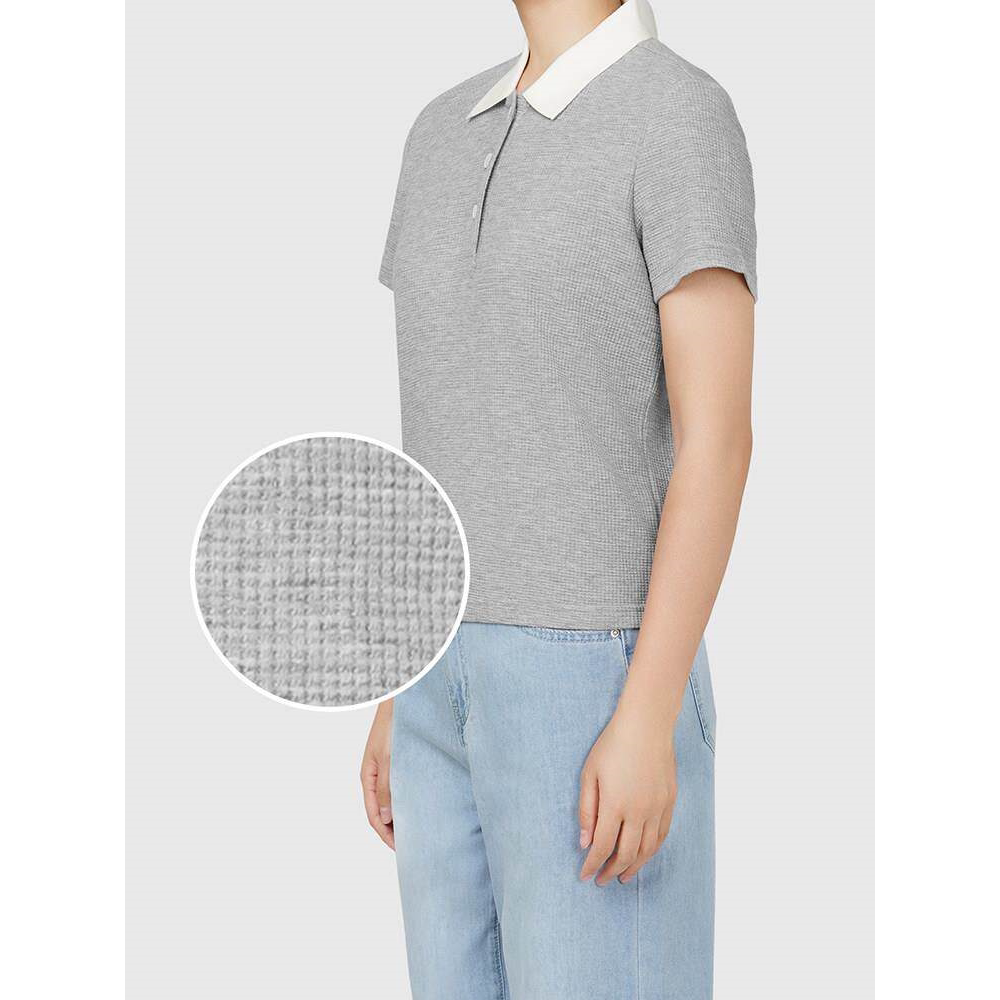 鹿岛什物纪 AAV20210 女式短袖T恤 显瘦正肩修身款翻领T恤POLO衫