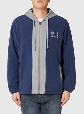 鹿岛什物纪 ABQ10144 男式连帽外套 男士奥粒绒撞色保暖休闲开衫