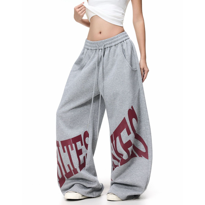 美式高街大字母印花松紧腰卫裤男女宽松休闲爵士舞百搭阔腿长裤,女装/女士精品,休闲裤,淘宝优惠券,粉丝福利购,淘宝优惠卷