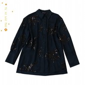 新款 时尚 欧美女士翻领亮片长袖 春季 衬衫 单排扣大码 开衫 衬衣B11