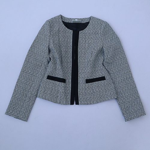 圆领长袖小香分编织串珠西服