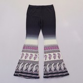 新款 长裤 欧美7 中小童个性 A11 8岁女童松紧腰渐变色喇叭裤 春季